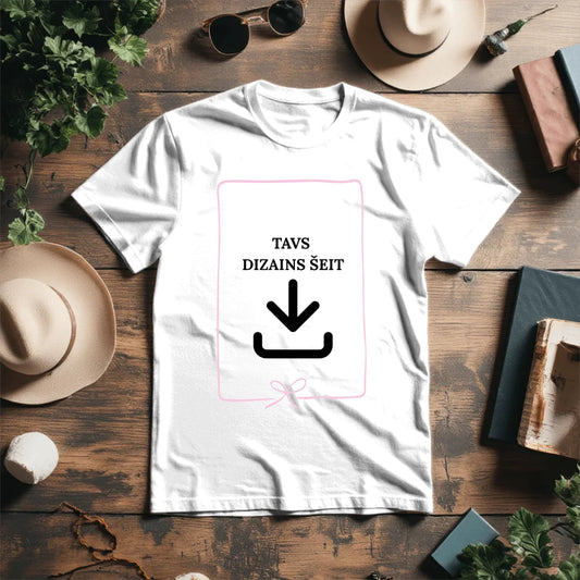 Attēls ar T - krekla apdruka ar Tavu dizainu – pieejams Šarlotes audumi