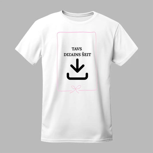 Attēls ar T - krekla apdruka ar Tavu dizainu – pieejams Šarlotes audumi