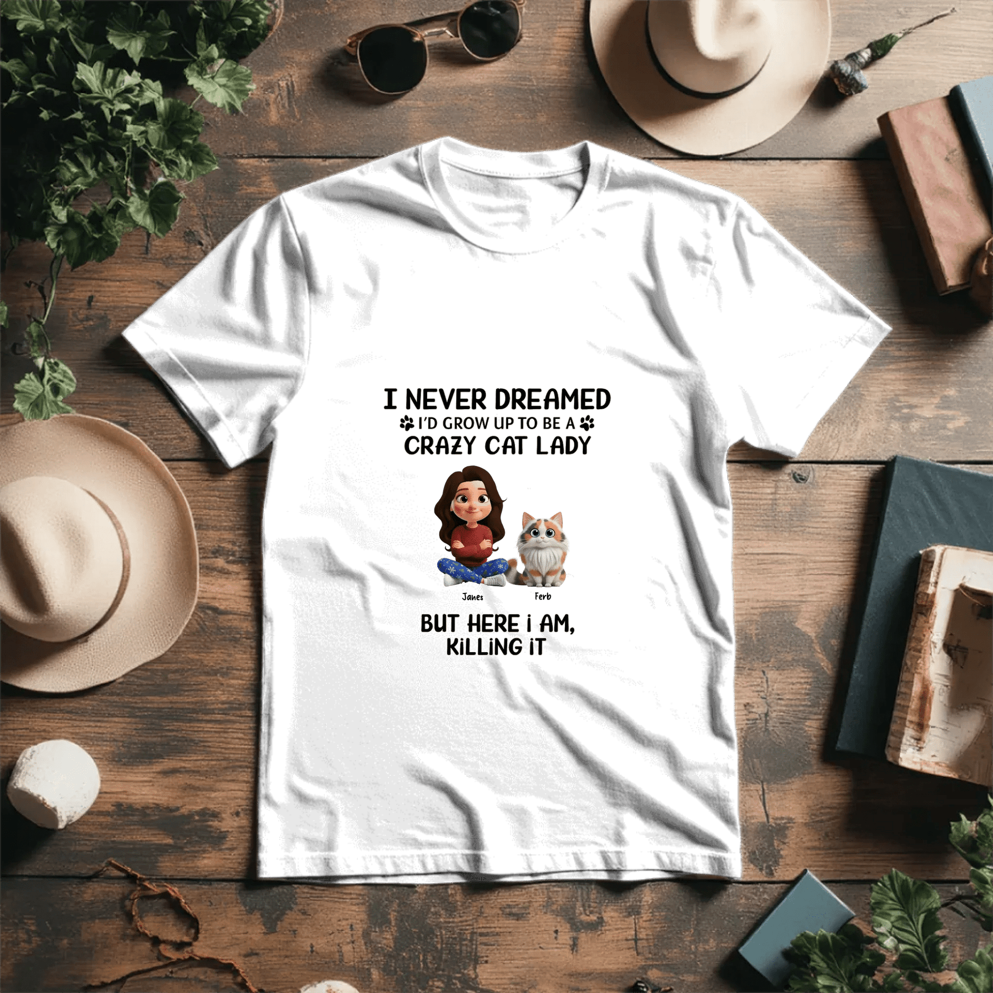 Attēls ar T - krekls ar kaķi – pieejams Šarlotes audumi