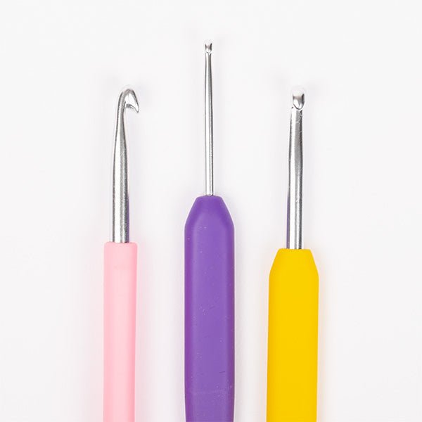 Attēls ar Tamboradatu komplekts DROPS ar ergonomiskiem rokturiem – 9 izmēri + futrālis – pieejams Šarlotes audumi