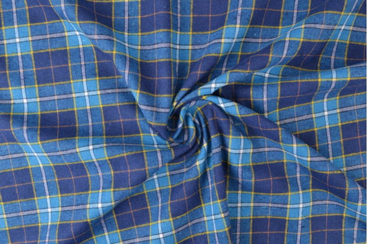 Flanelė – mėlynų atspalvių škotiški langeliai