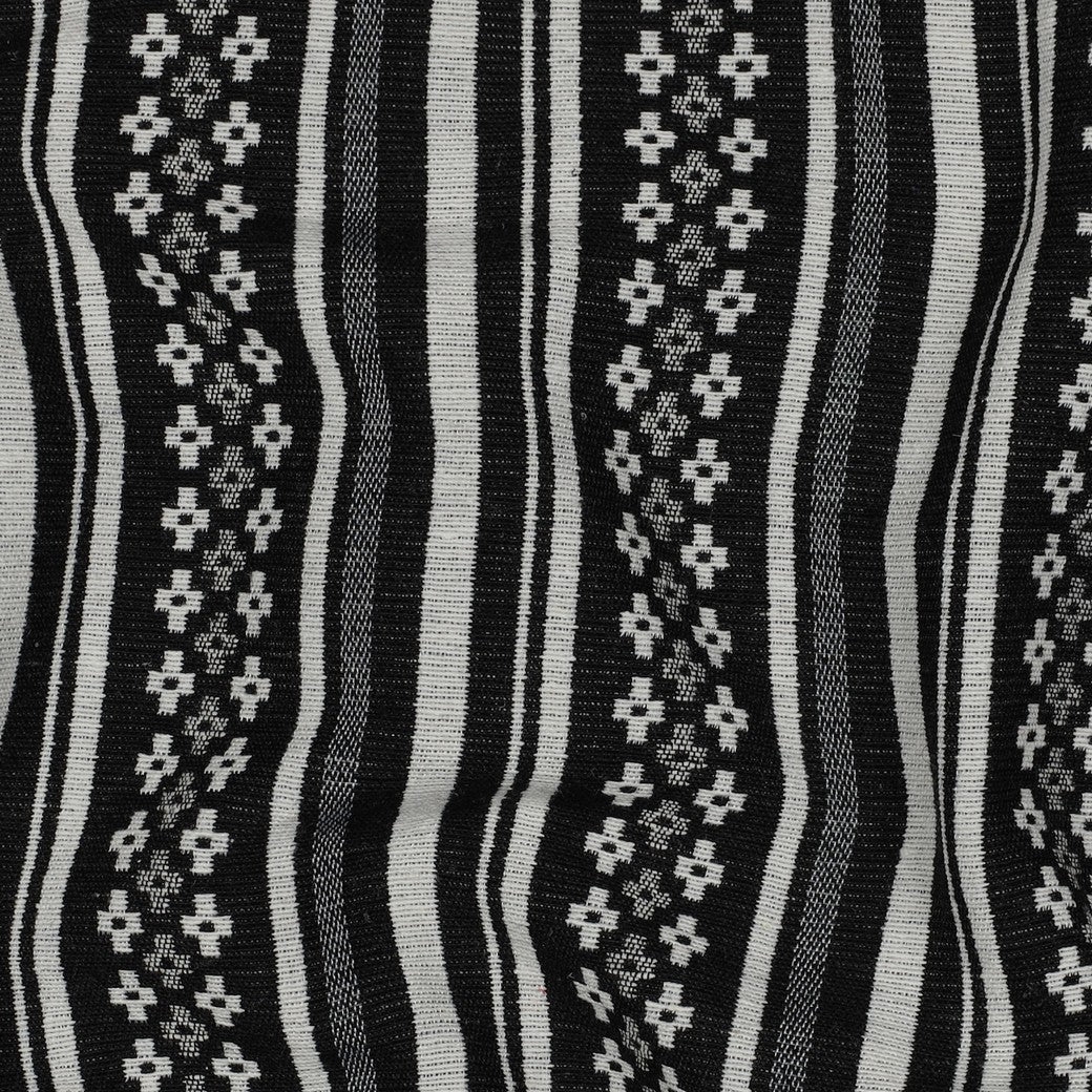 Attēls ar Tautiska raksta audums - melnbalts abstrakts raksts 315 g/m² – pieejams Šarlotes audumi