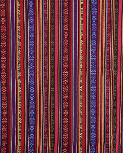 Stoff mit folkloristischem Muster – rote und blaue Töne 200 g/m²