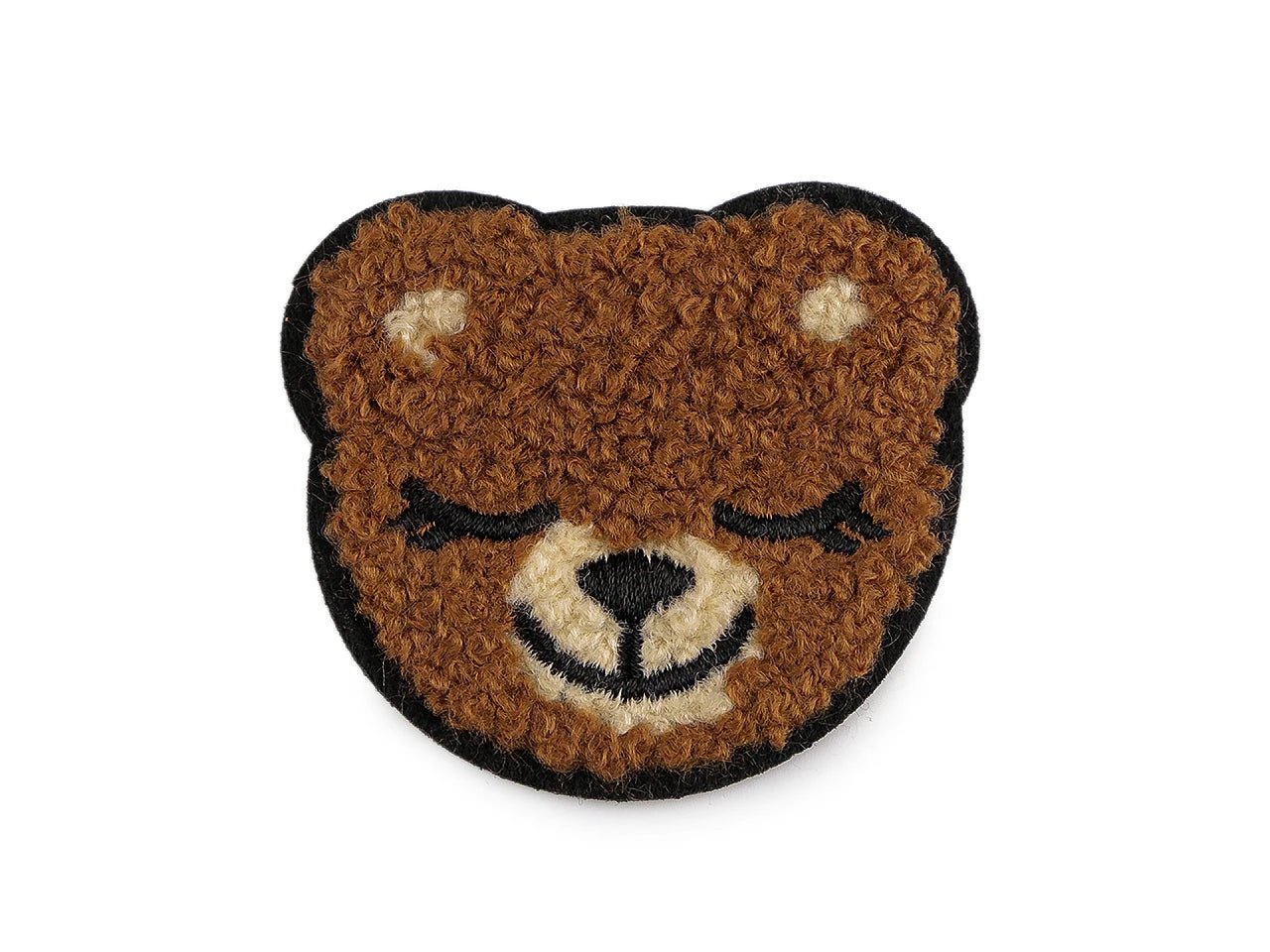 Image with iron-on Bear applique 6 x 5 cm – embroidered fabric patch – available online at Šarlotes audumi