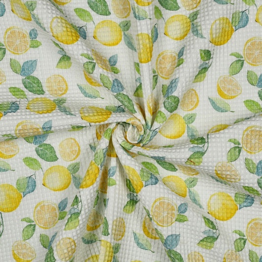 Attēls ar Vafeļaudums - citroni 185 g/m² – pieejams Šarlotes audumi