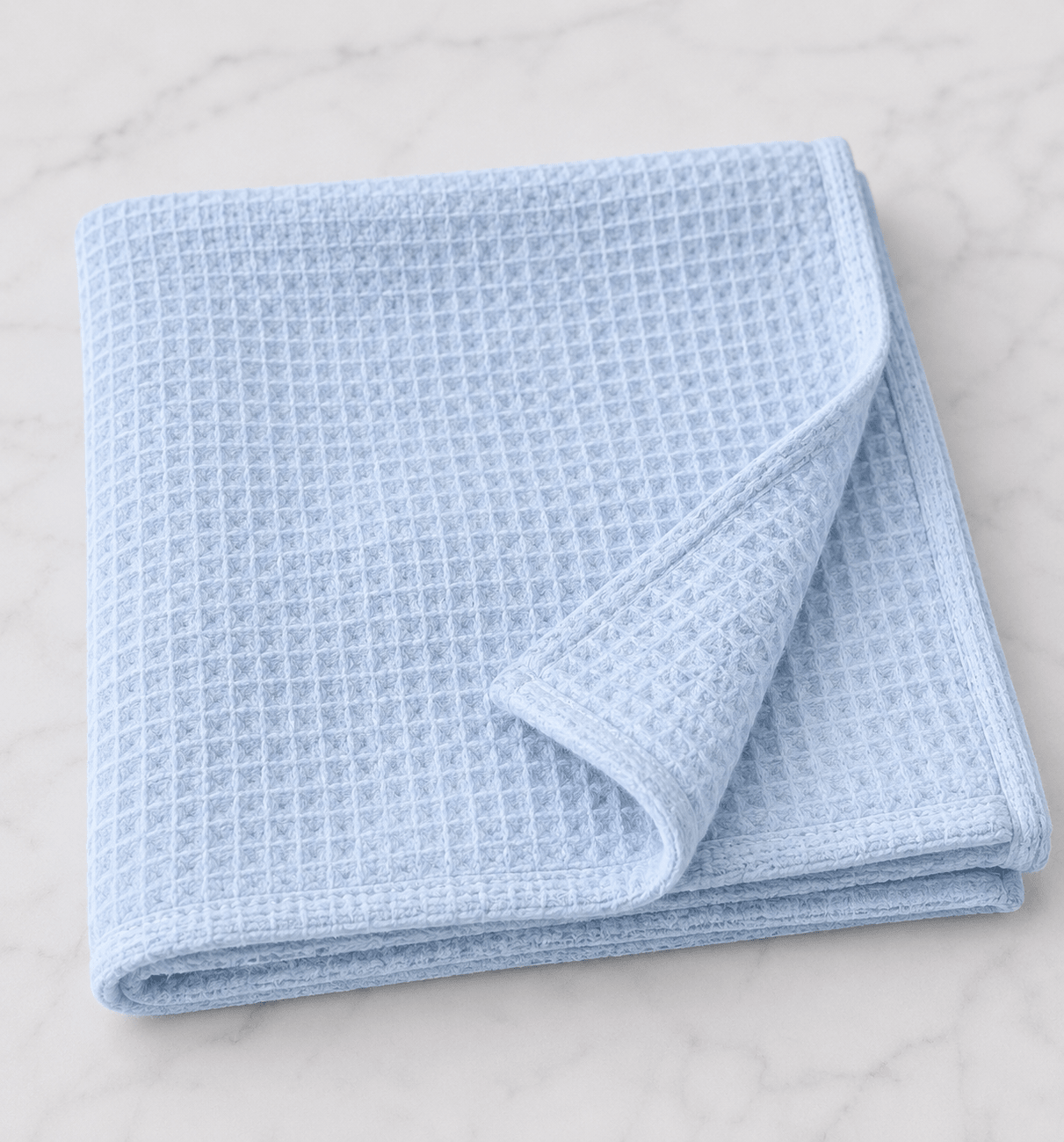 Image with light blue waffle fabric 230 g/m², available at Šarlotes audumi