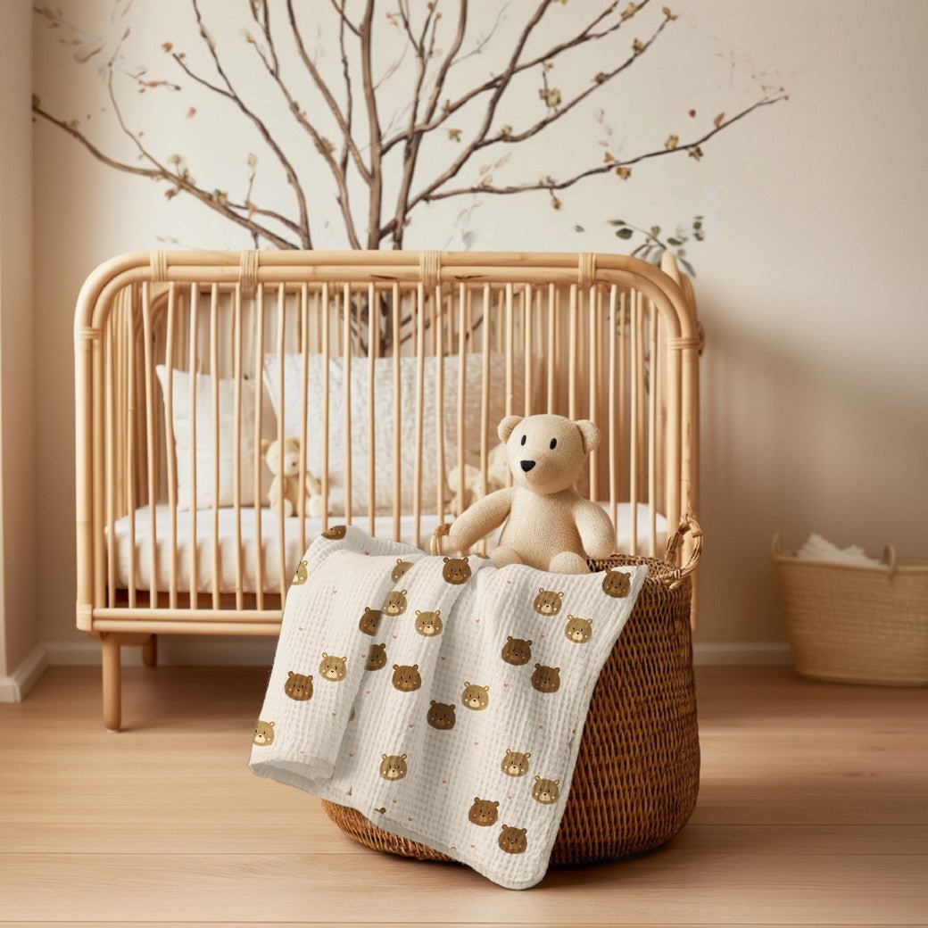 Attēls ar Vafeļaudums - lāči 185 g/m² – pieejams Šarlotes audumi