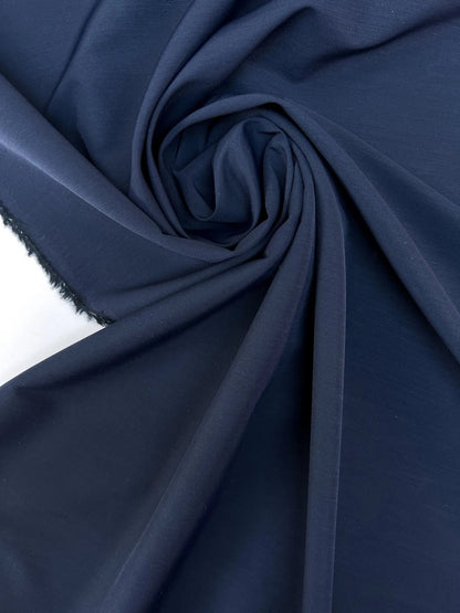 Tissu en laine avec soie - bleu foncé 160 g/m²