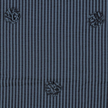 Viscose fabric with stripes and floral motif – dark blue 130 g/m² – available at Šarlotes audumi