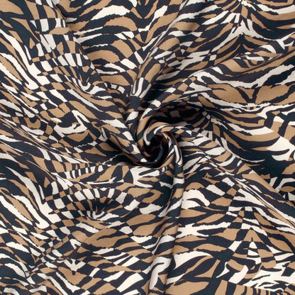 Attēls ar Viskozes audums - brūns zebras motīvs 125 g/m² – pieejams Šarlotes audumi