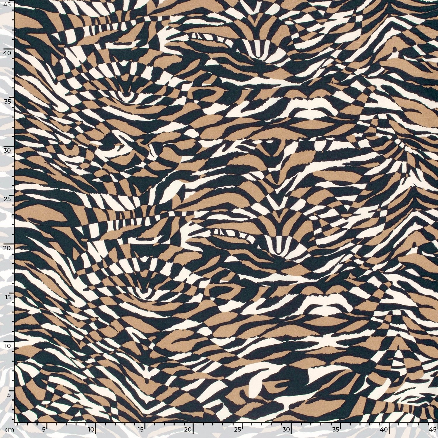 Attēls ar Viskozes audums - brūns zebras motīvs 125 g/m² – pieejams Šarlotes audumi