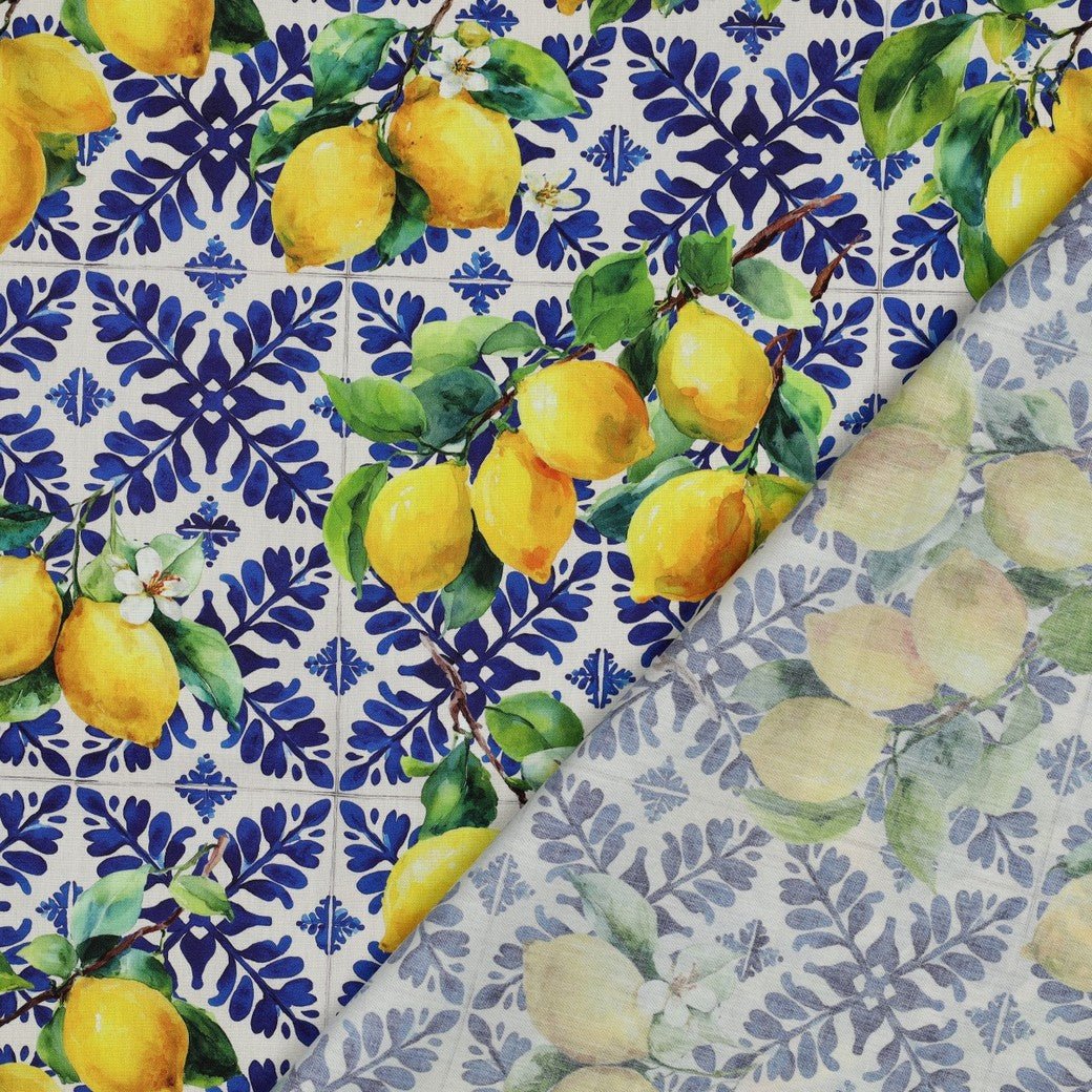 Attēls ar Viskozes un kokvilnas audums - citroni 110 g/m² – pieejams Šarlotes audumi