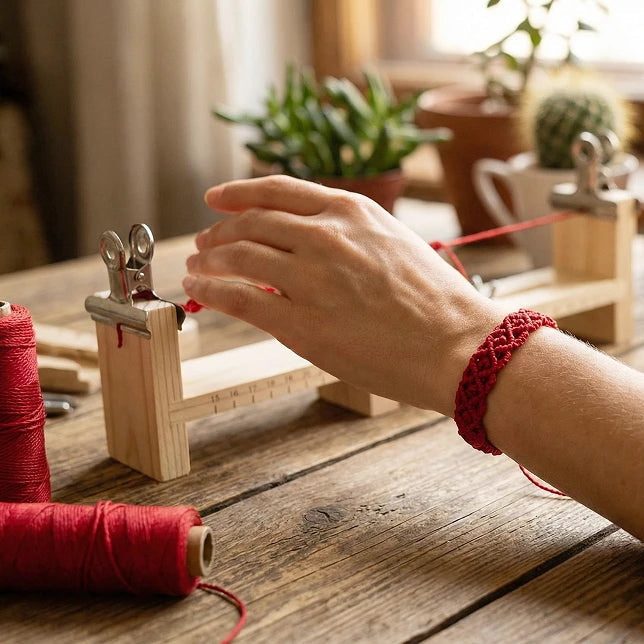 Puidust raam käevõrude punumiseks