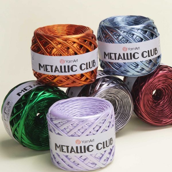 YarnArt Metallic Club – metalizuoti juostiniai siūlai nėrimui ir rankdarbiams 180 g / 55 m – įsigyk internetu parduotuvėje „Šarlotės audiniai“