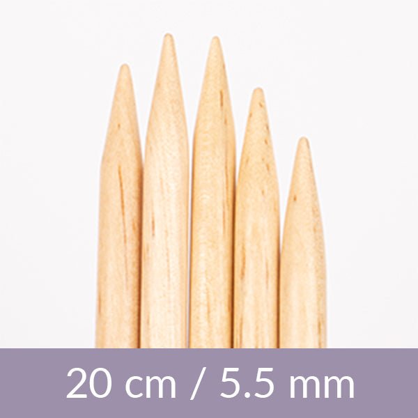 Knitting needles for socks DROPS Basic – birch, 20 cm | 5.5–12.0 mm – available at Šarlotes audumi