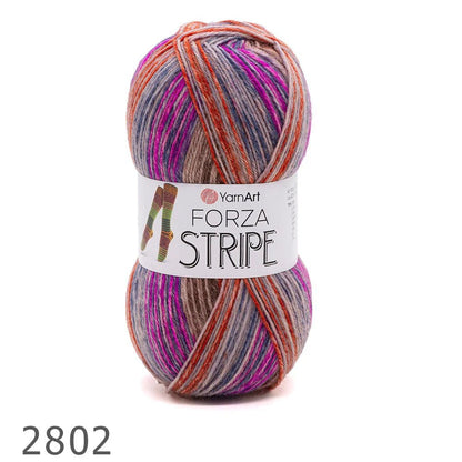 Kojinių siūlai su vilna YarnArt Forza Stripe – 100 g / 420 m – įsigyk internetu parduotuvėje „Šarlotės audiniai“