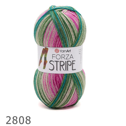 Kojinių siūlai su vilna YarnArt Forza Stripe – 100 g / 420 m – įsigyk internetu parduotuvėje „Šarlotės audiniai“