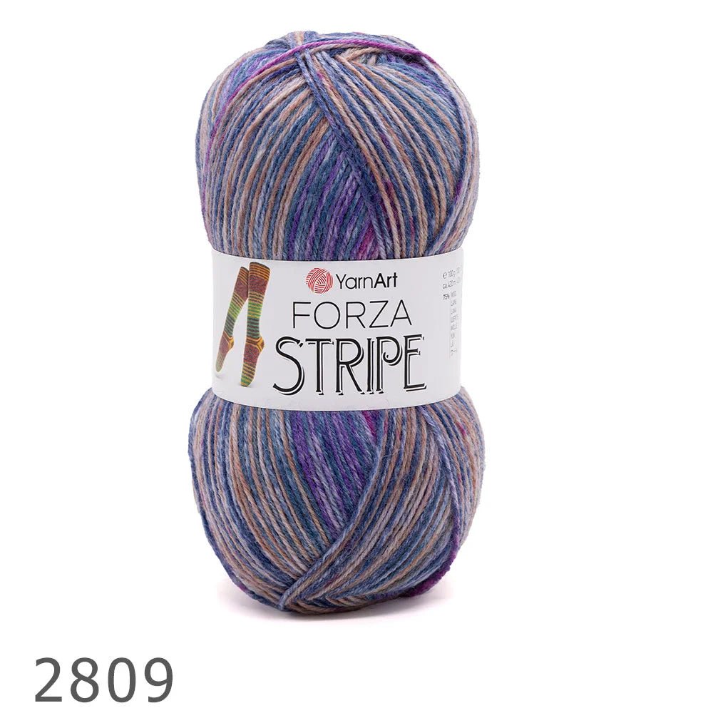 Kojinių siūlai su vilna YarnArt Forza Stripe – 100 g / 420 m – įsigyk internetu parduotuvėje „Šarlotės audiniai“