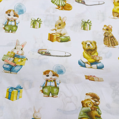 Tissu 100 % coton - animaux avec cadeaux, 130 g/m²