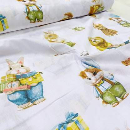 100 % tissu en coton - animaux avec cadeaux 130 g/m²