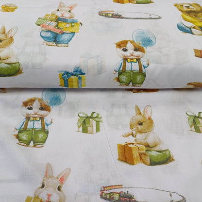 100 % tissu en coton, animaux avec cadeaux 130 g/m²