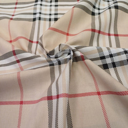 100 % tissu en coton à carreaux crème 130 g/m²