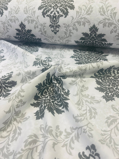 Tissu 100 % coton à motif gris et noir 130 g/m²