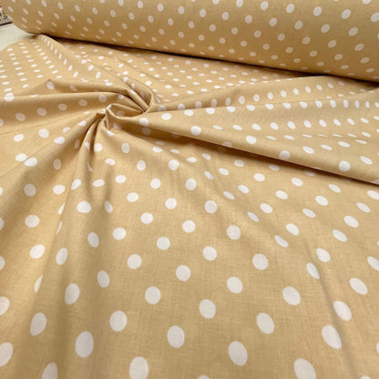 100 % tissu en coton à pois sur fond jaune pâle 125 g/m²