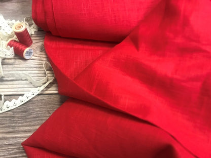 Tissu 100 % lin, rouge vif, 230 g/m²