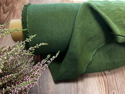 100 % lin adouci vert mousse de forêt 205 g/m²
