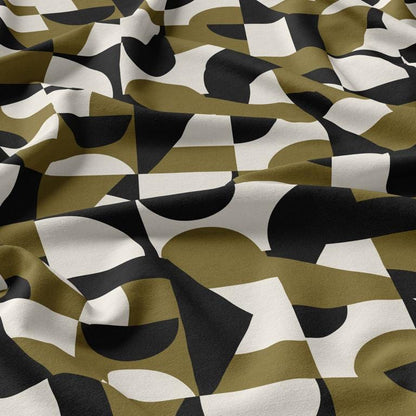 100 % tissu en viscose kaki, motif noir et blanc 125 g/m²