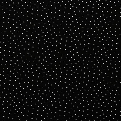 Mousseline à pois sur fond noir 125 g/m²