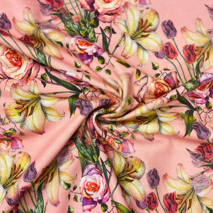 Jersey de coton fin, roses et lys 220 g/m²