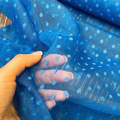 Polka dot tulle - royal blue